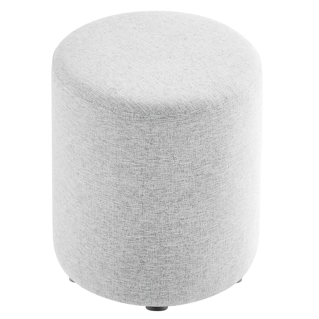 Modway Callum 16 Inch Round Ottoman in Heathered Weave Light Gray - Woven Heathered Fabric - Upholstered Ottoman for Living Room - Ottoman Side Table, Vanity Seat, Accent Table or Footrest Ottoman