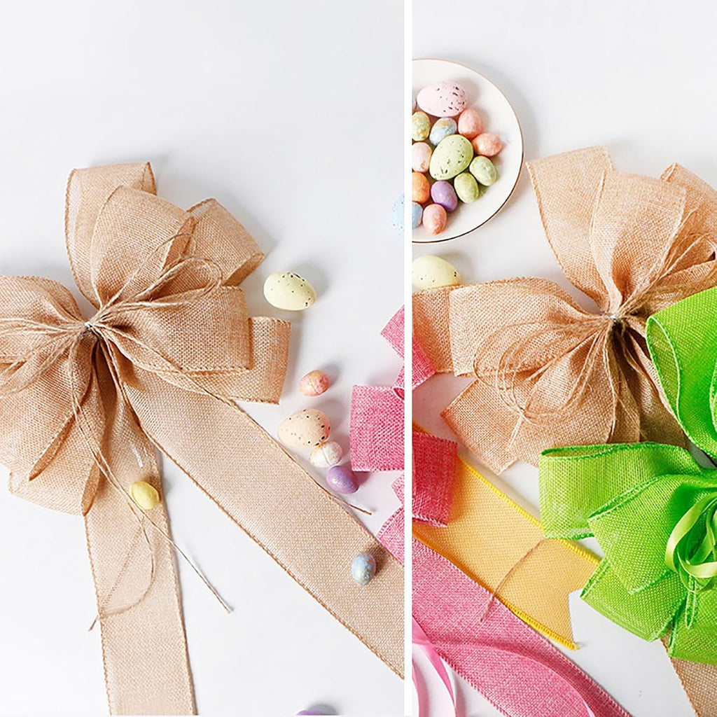 Burlap Wreaths - Large Jute Door Bows | Perfect Christmas Tree Topper for Weddings & Holidays