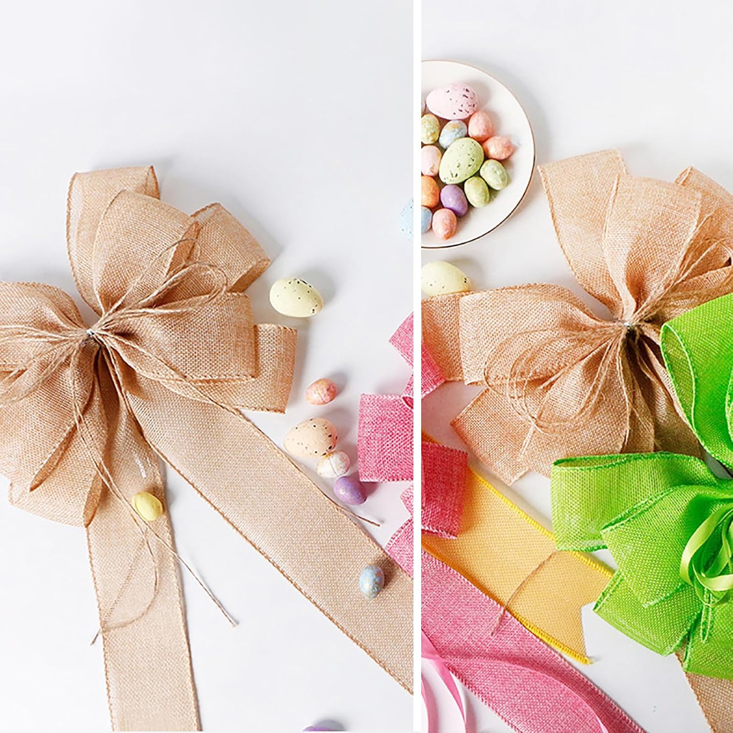 Burlap Wreaths - Large Jute Door Bows | Perfect Christmas Tree Topper for Weddings & Holidays