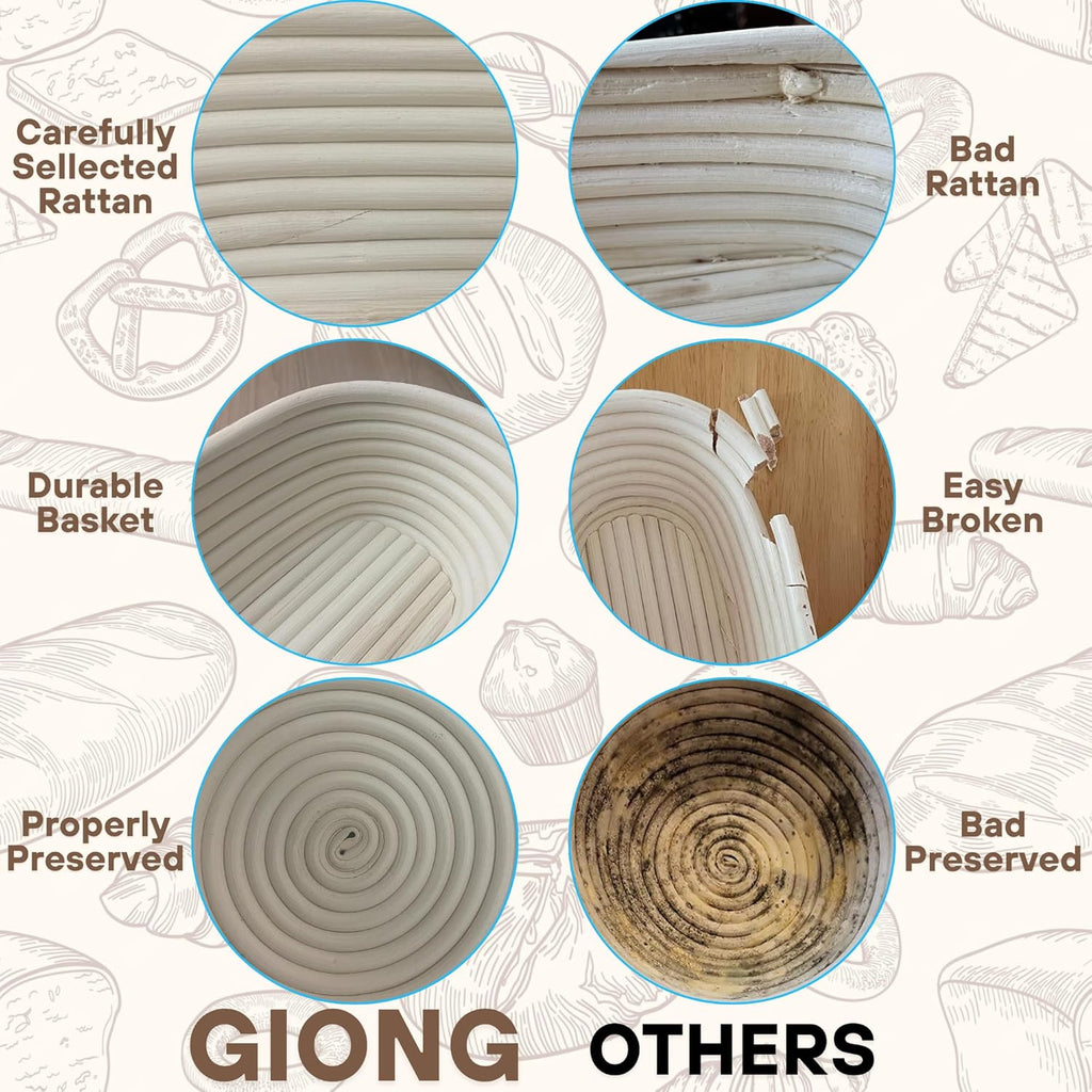 Banneton Bread Proofing Basket - 10 Inch Oval Set of 2 | Ideal for Artisan Sourdough Baking