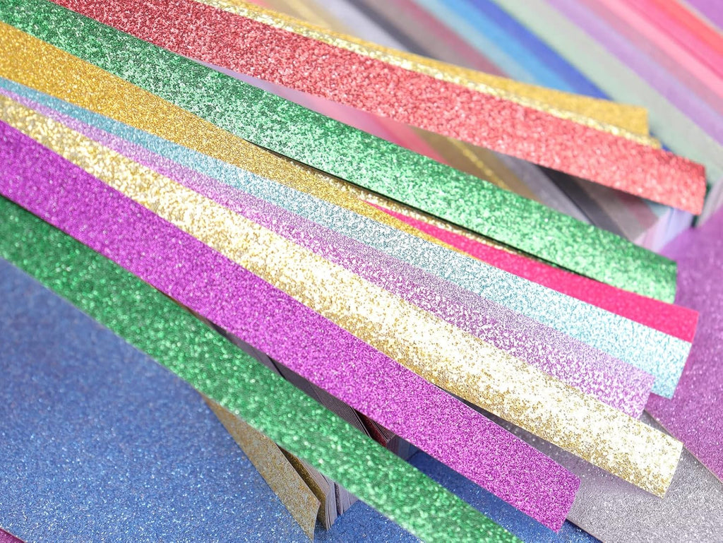 Mluchee 360 Sheets Glitter Lucky Stars Paper Strips - 18 Colorful Folding Papers for DIY Projects & Gifts