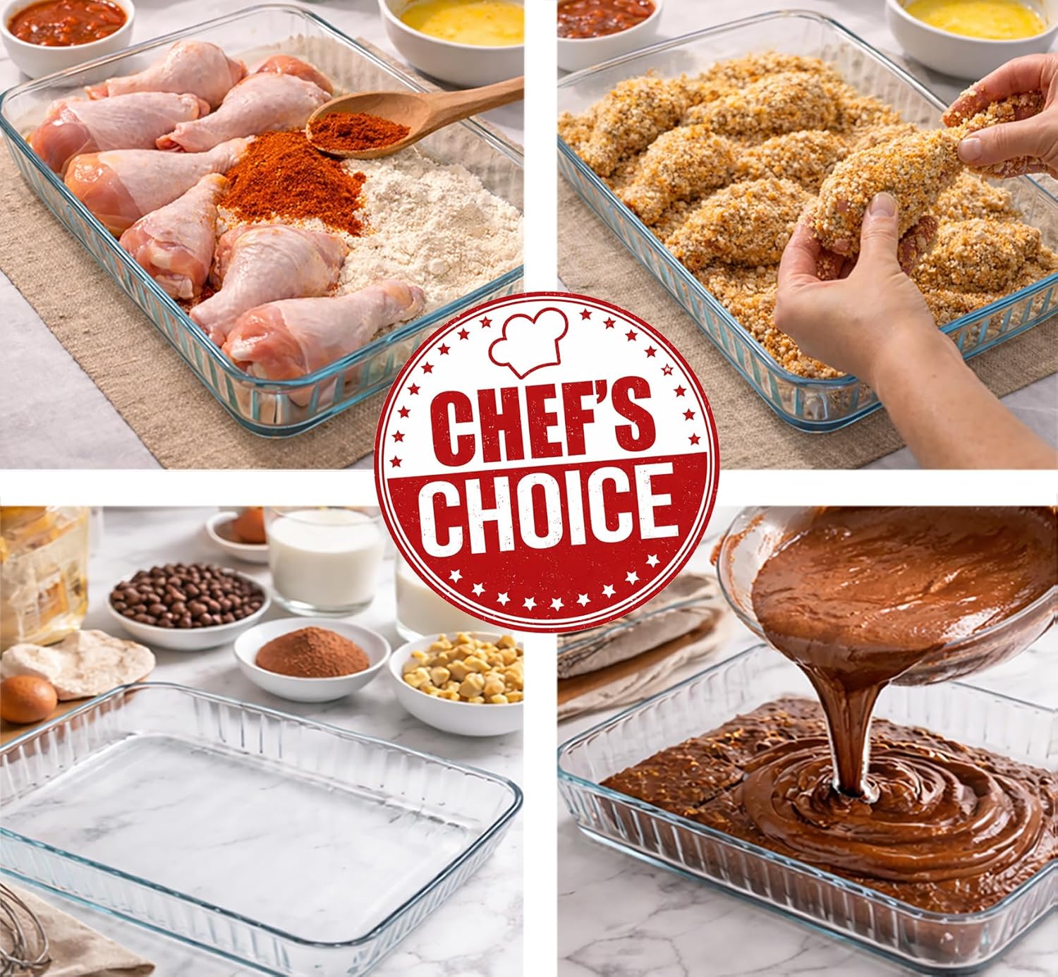 Ums Glass Baking Dish - 4-Qt Borosilicate Oven Pan | Microwave & Oven-Safe Casserole Dish (16" x 11" x 2")