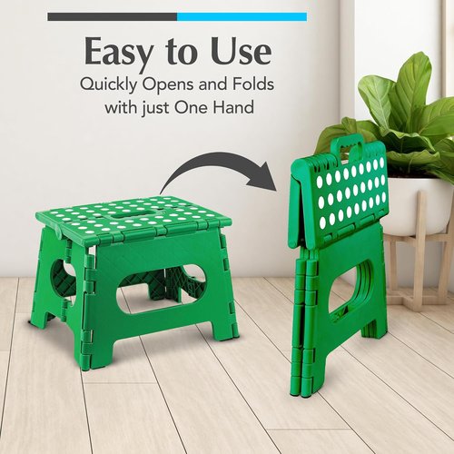 Handy Laundry Folding Step Stool - Lightweight & Sturdy for Adults and Kids - Easy One-Flip Design | Green