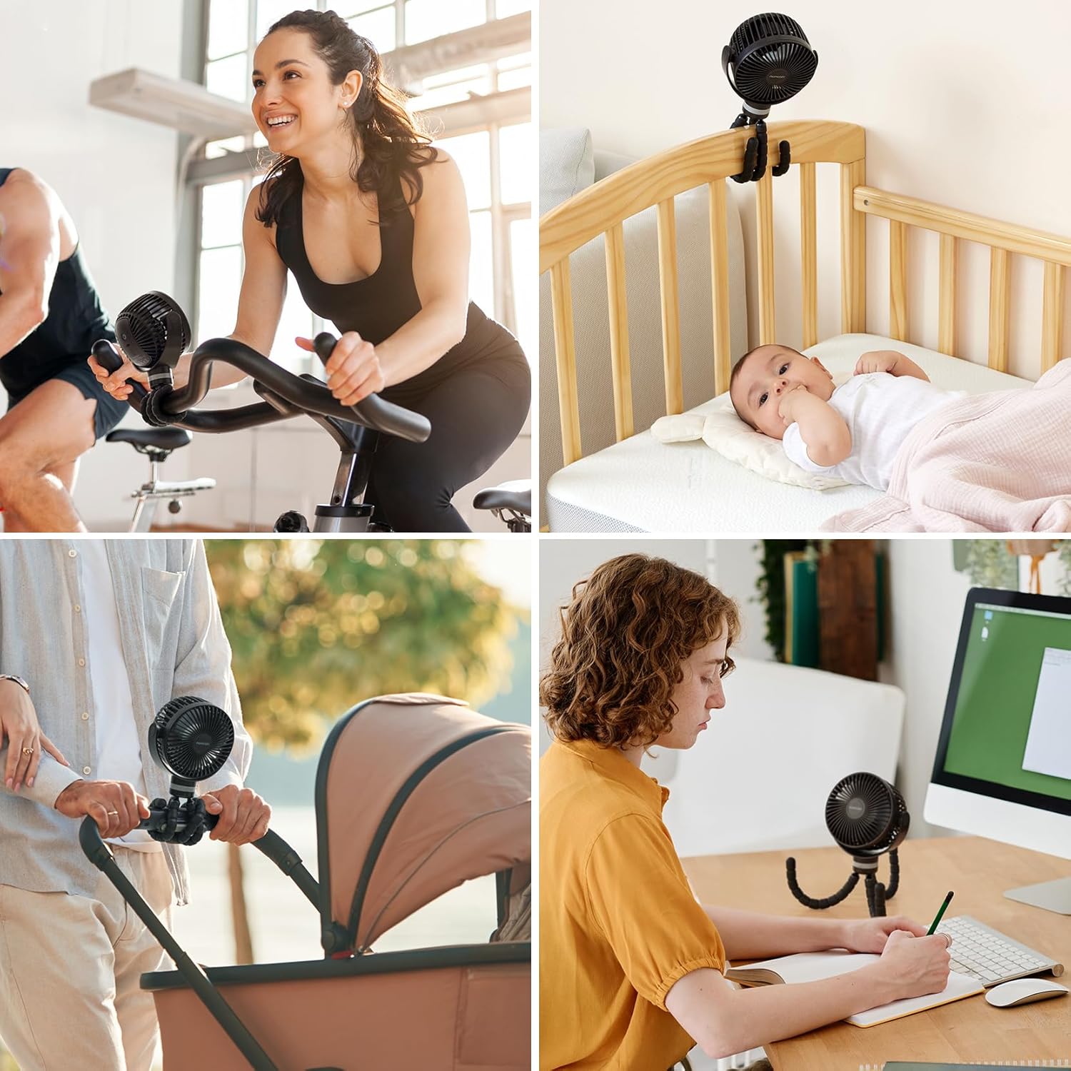 Momcozy Portable Stroller Fan - 8000mAh Battery | 27-Hour Runtime | 4-Speed 360° Rotation | USB Rechargeable