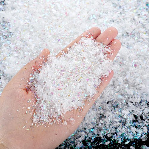 Hungdao Faux Snow Decoration - Sparkly White Glitter Powder for Crafts | 3.8 Ounce Snowflakes Filler