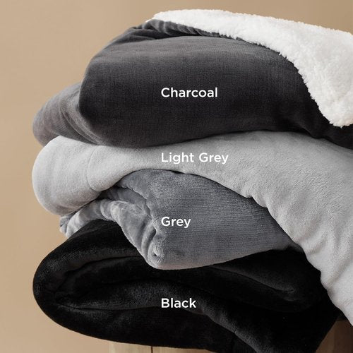 Bedsure GentleSoft Sherpa Fleece Queen Blanket - Thick, Warm, Plush Throw for Winter | Grey, 90x90 Inches