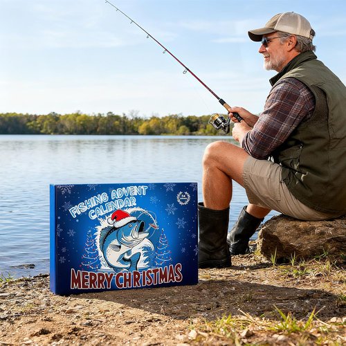 Fishing Advent Calendar 2025 - 24-Day Countdown with Surprise Gifts for Fishing Enthusiasts