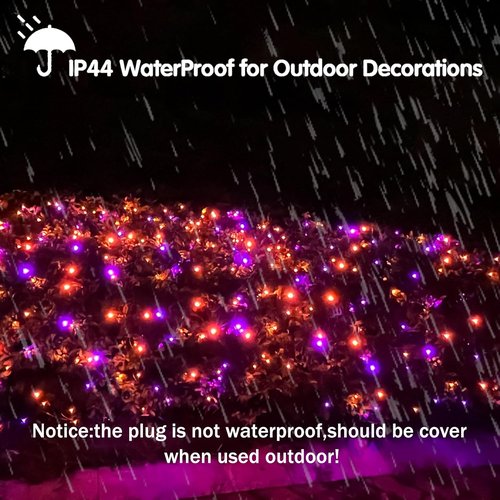 HISHINY Halloween Lights - 100 LED Waterproof 5ft x 5ft Net Lights for Outdoor Decorations | Purple & Orange