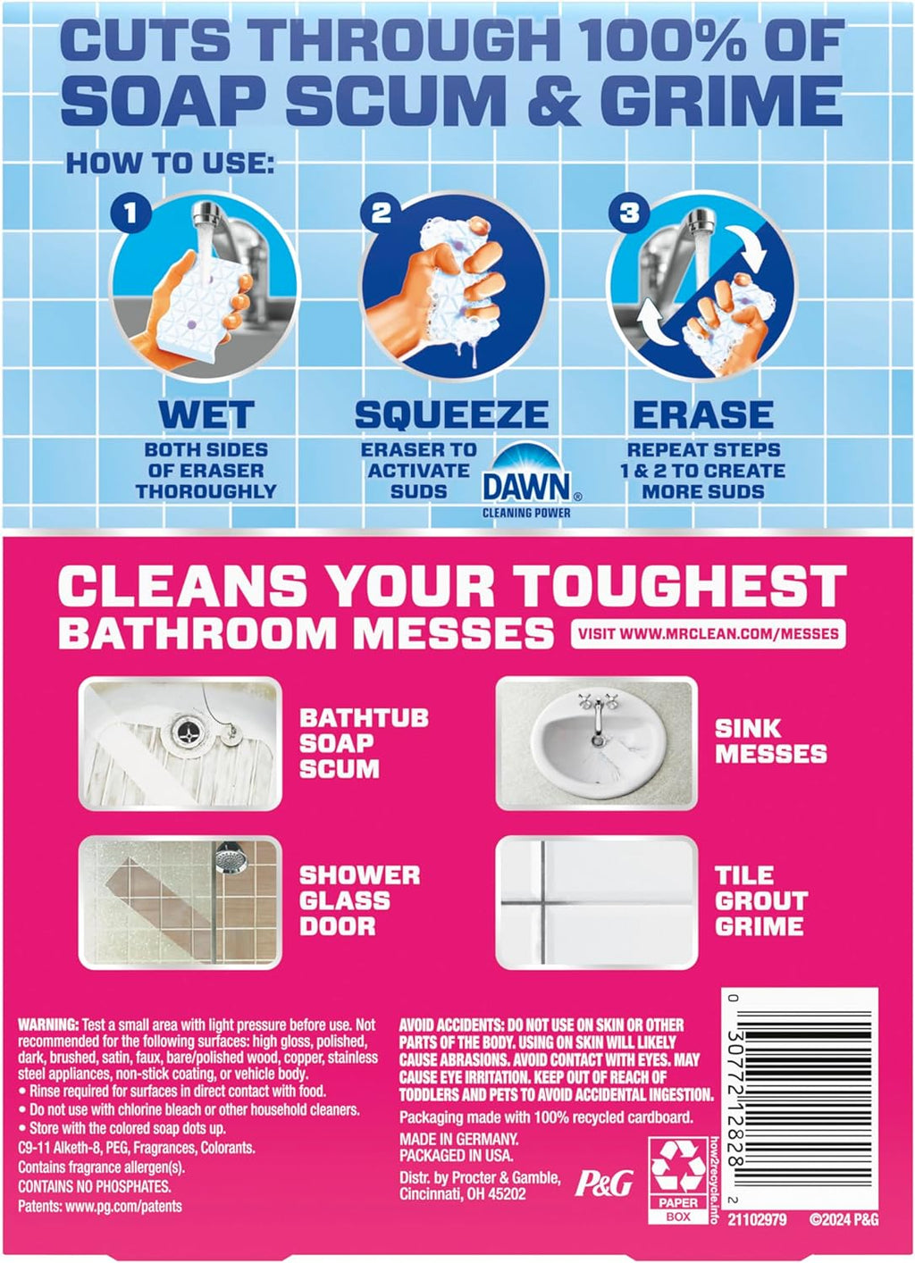 Mr. Clean Magic Eraser Sponge - Powerful Bathroom Cleaner with Febreze Lavender Scent | 5 Count