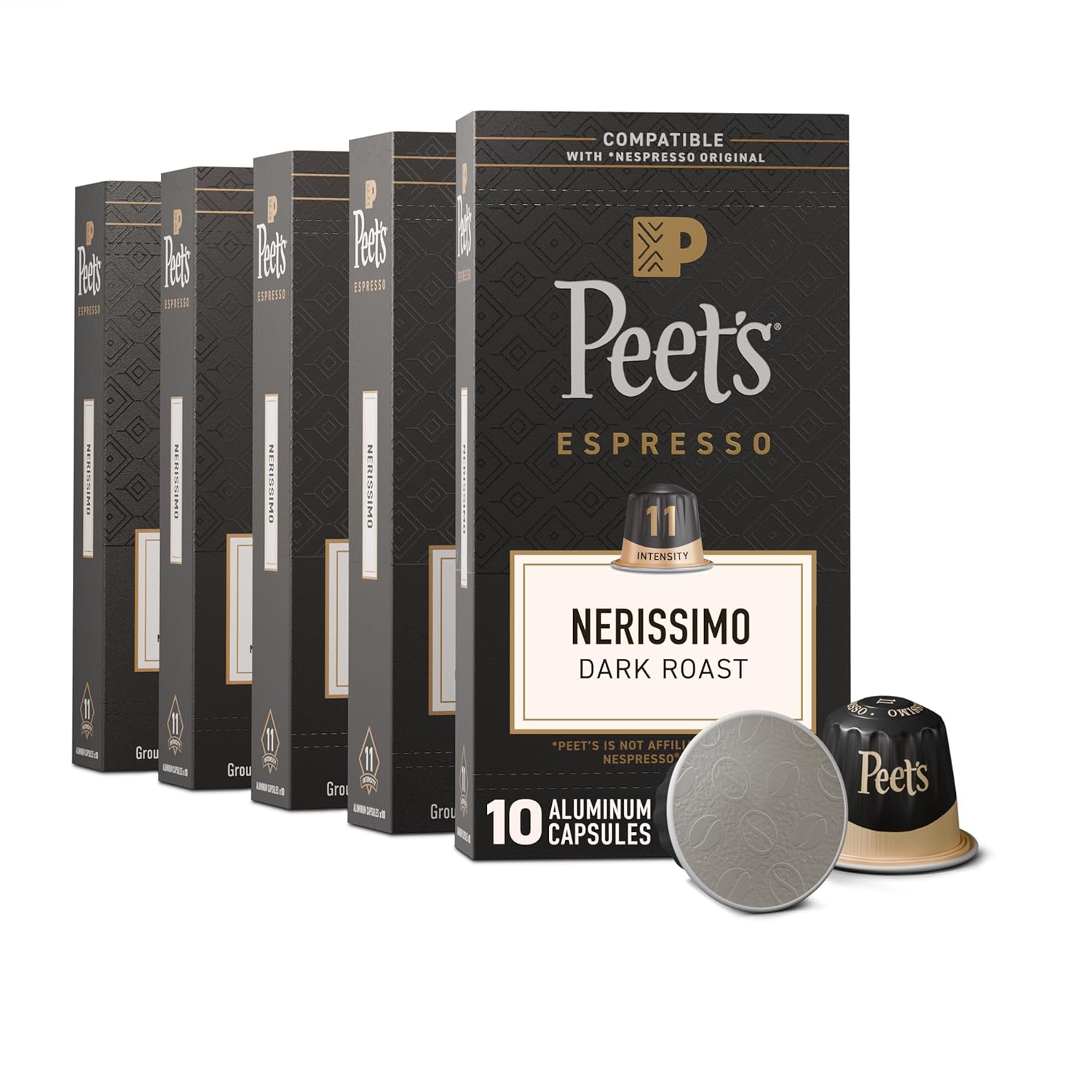 Peet's Coffee Dark Roast Espresso Capsules - 100% Arabica | Nerissimo Intensity 11, 50 Count