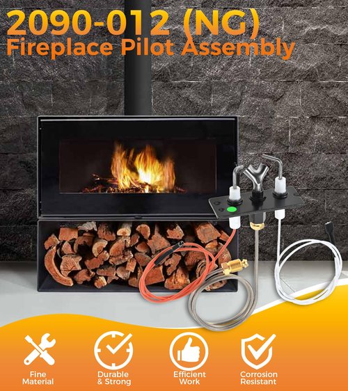 Hicello IPI Pilot Assembly 2090-012 Natural Gas (NG) Fireplace Replacement Kit - Compatible with Heatilator, Majestic, Heat-N-Glo, Quadra-Fire, and Outdoor Lifestyles Models
