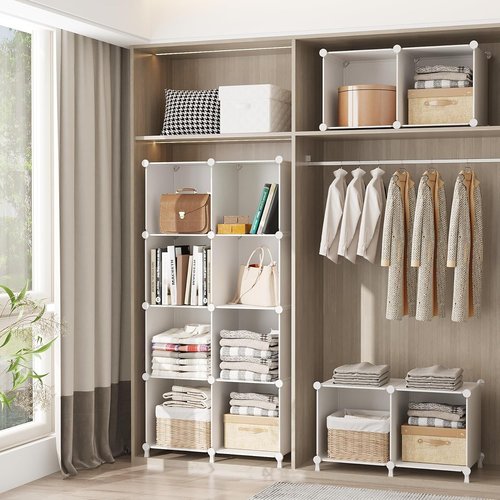 AWTATOS Cube Storage Organizer - 6 Stackable White Storage Cubes for Closet & Home Use