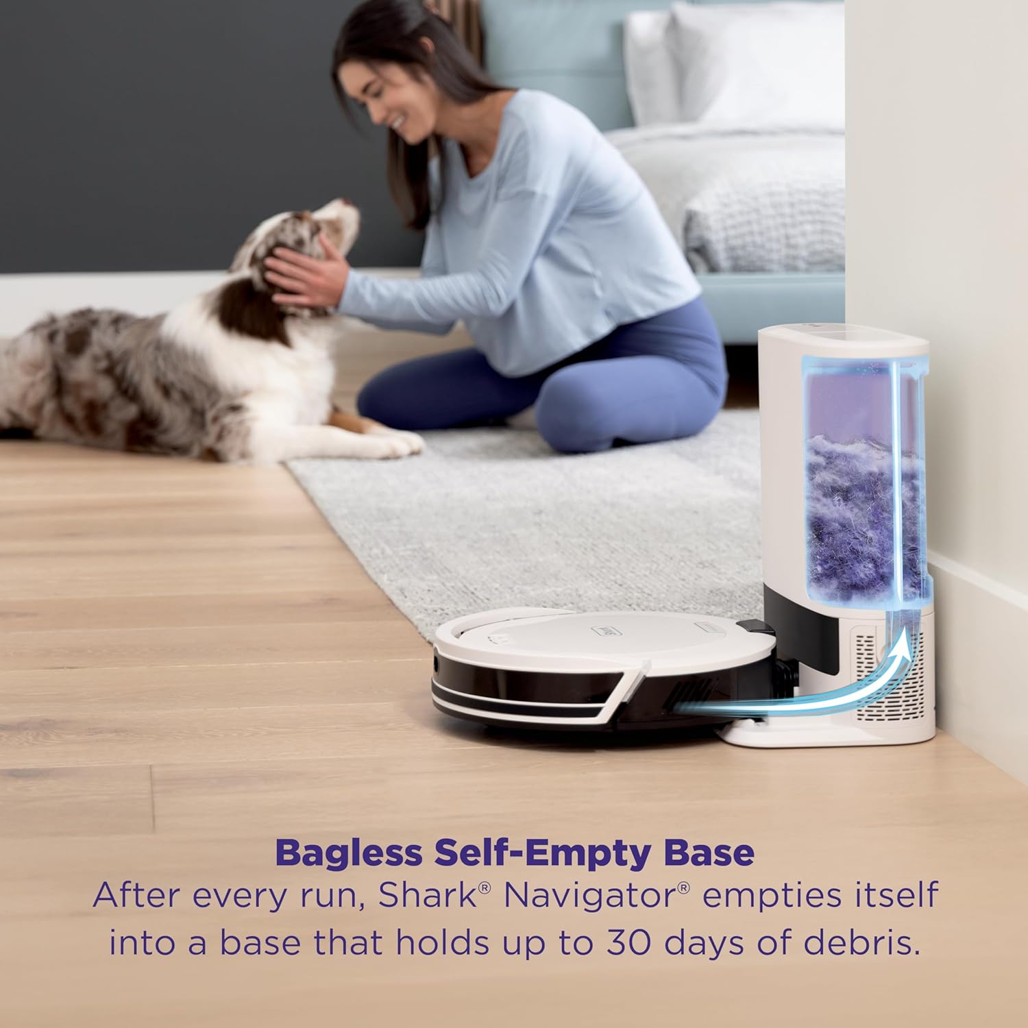 Shark Navigator Robot Vacuum - Powerful Suction & Smart Navigation | Self-Empty Base, White, AV2110S