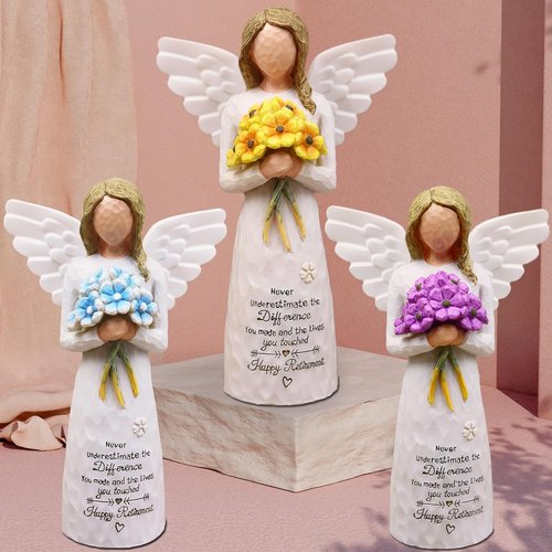 AUKEST Retirement Gift for Women - 5.1” Purple Angel Figurine | Perfect Going Away Party Decoration