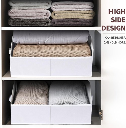 Homsorout Decorative Storage Baskets - Trapezoid Closet Bins with Handles, 10 Pack, White