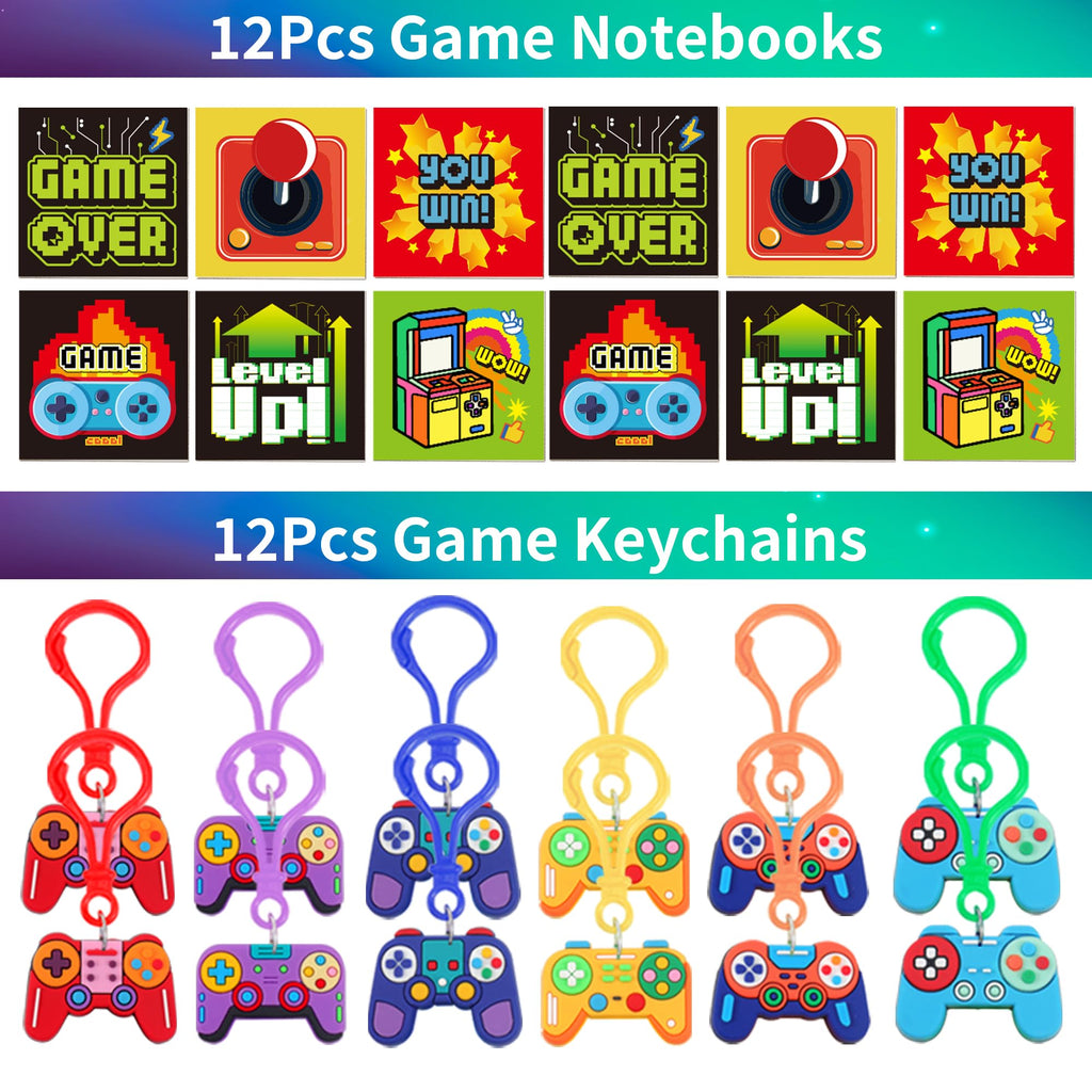 PLOUGVI 320PCS Video Game Party Favors for Kids-Including Goodie Bags, Glasses, Straws, Bubble Wands, Stickers, Cake Toppers, Tattoos & More-Perfect for Theme Party Decorations & Piñata Fillers