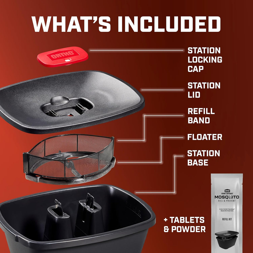 Ortho Home Defense Mosquito Killer - Silent, Easy-to-Use Protection for Up to 4,300 Sq. Ft. | 1 Station & 2 Bands