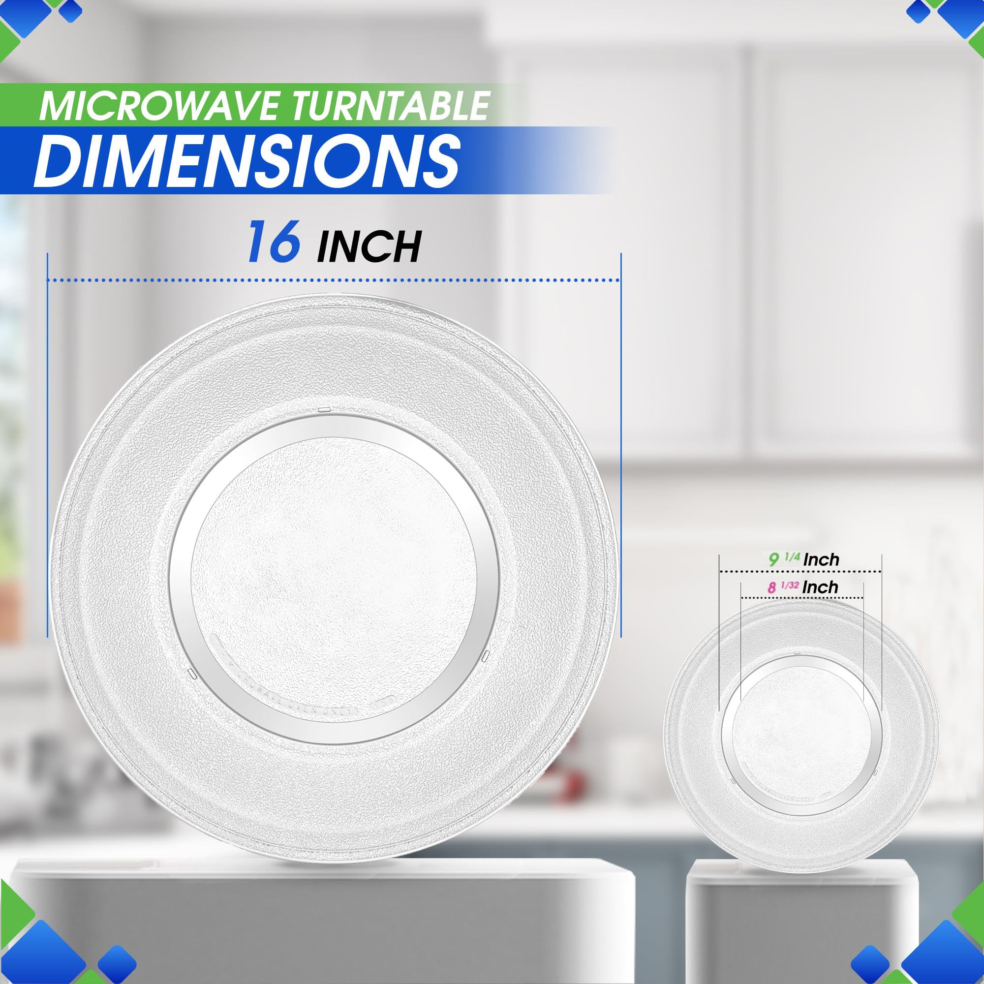 Microwave Plate Replacement 16 inch Fits WB49X10189 GE FMicrowave Glass Plate - Exactly Replaces Rotating Microwave Turntable Plate - Durable Oven Microwave Tray Dish For Better Reheating and Cooking
