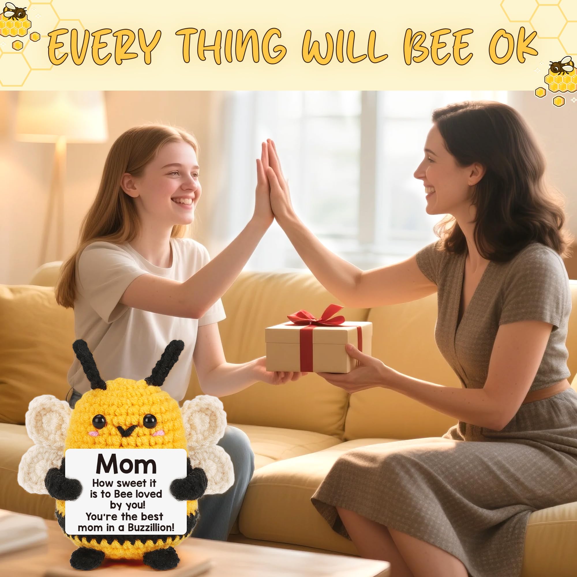 Mothers Day Mother Gifts for Mom Mothers Day from Daughter Son - Mom Gifts Mother's Day Mother-in-law Birthday Gift Ideas for Best Moms Ever Mama Mommy, Happy Birthday Cute Small Crochet Bee Present