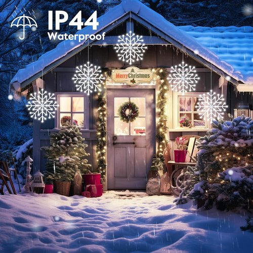 Brightown Christmas Snowflake Icicle Lights - 23.6ft 10 Drops | 480 LED Outdoor & Indoor Decor