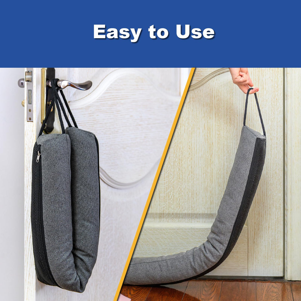 YOUFi 36 Inch Weighted Door Draft Stopper, 3.5lb Heavy Under Door Draft Blocker, Self-Resetting Gap Filler Seal Blocks Cold, Hot Air, Noise, with Non-Slip Bottom, Machine Washable Cover