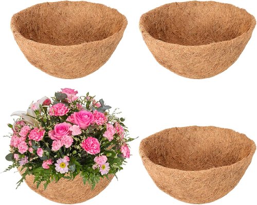 Legigo 14-Inch Coco Fiber Hanging Basket Liners - 100% Natural Round Replacement for Flowers & Vegetables