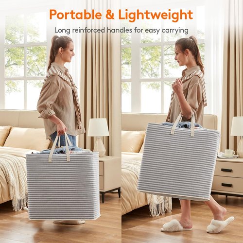 Lifewit 3-Pack Laundry Basket | 90L Collapsible Hamper with Reinforced Handles - Waterproof Grey Design