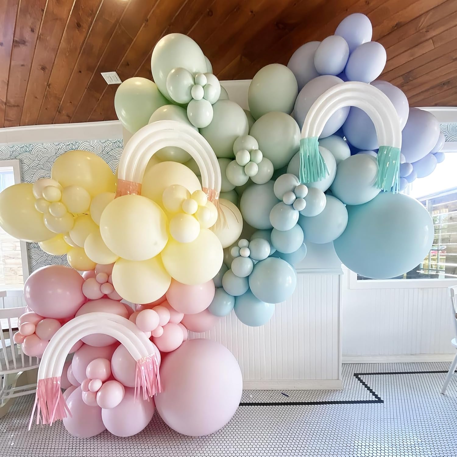 Voircoloria 130pcs Pastel Latex Balloon Garland Kit - Macaron Colors for Birthday, Baby Shower & More