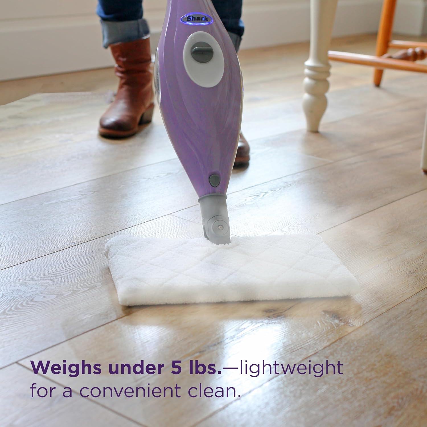 Shark Steam Pocket Mop - Lightweight Steam Cleaner for Sealed Hard Floors | 2 Washable Pads, Purple S3501