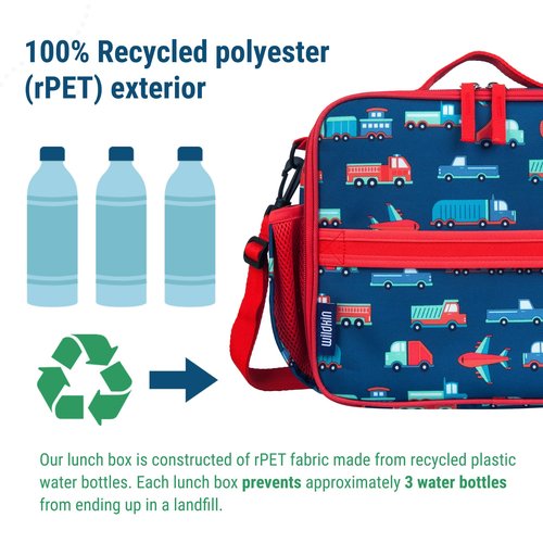 Wildkin ECO rPET Insulated Kids Lunch Box – Durable, Reusable, Portable for School & Travel - Transportation