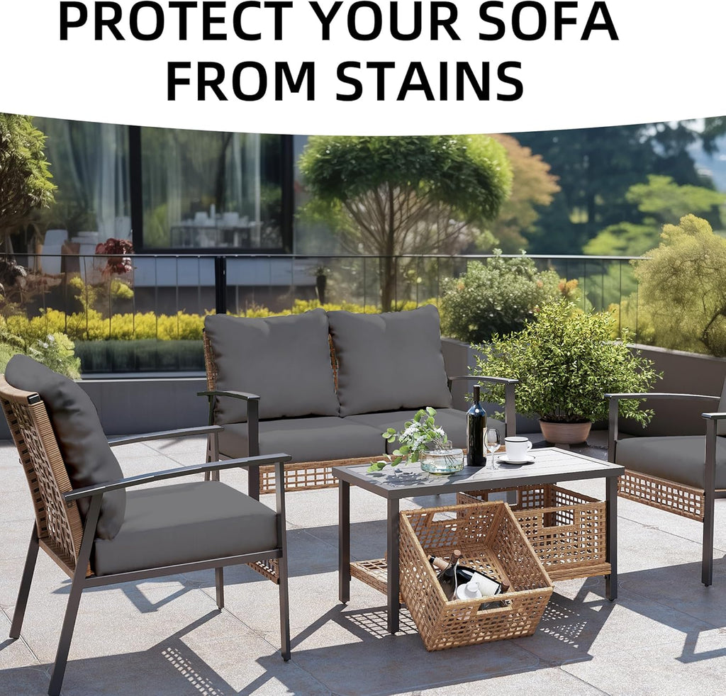 Skiennix Outdoor Cushion Covers Set - 12PCS Patio Furniture Slipcovers for Sofa & Sectional Chairs
