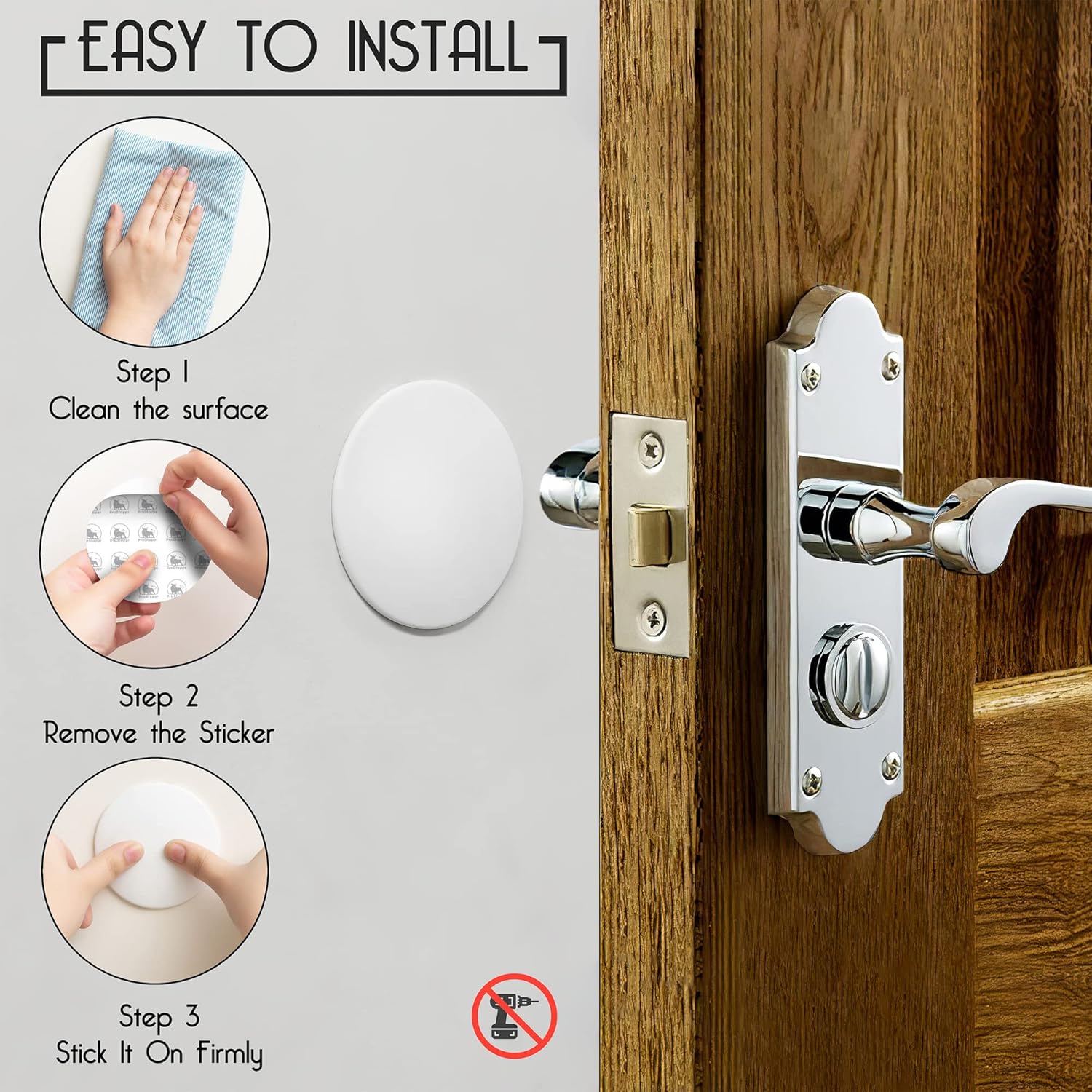 Skiennix Door Stoppers - Large 3.15" Silicone Wall Protectors | Shock Absorbent & Quiet - 4 PCS - White
