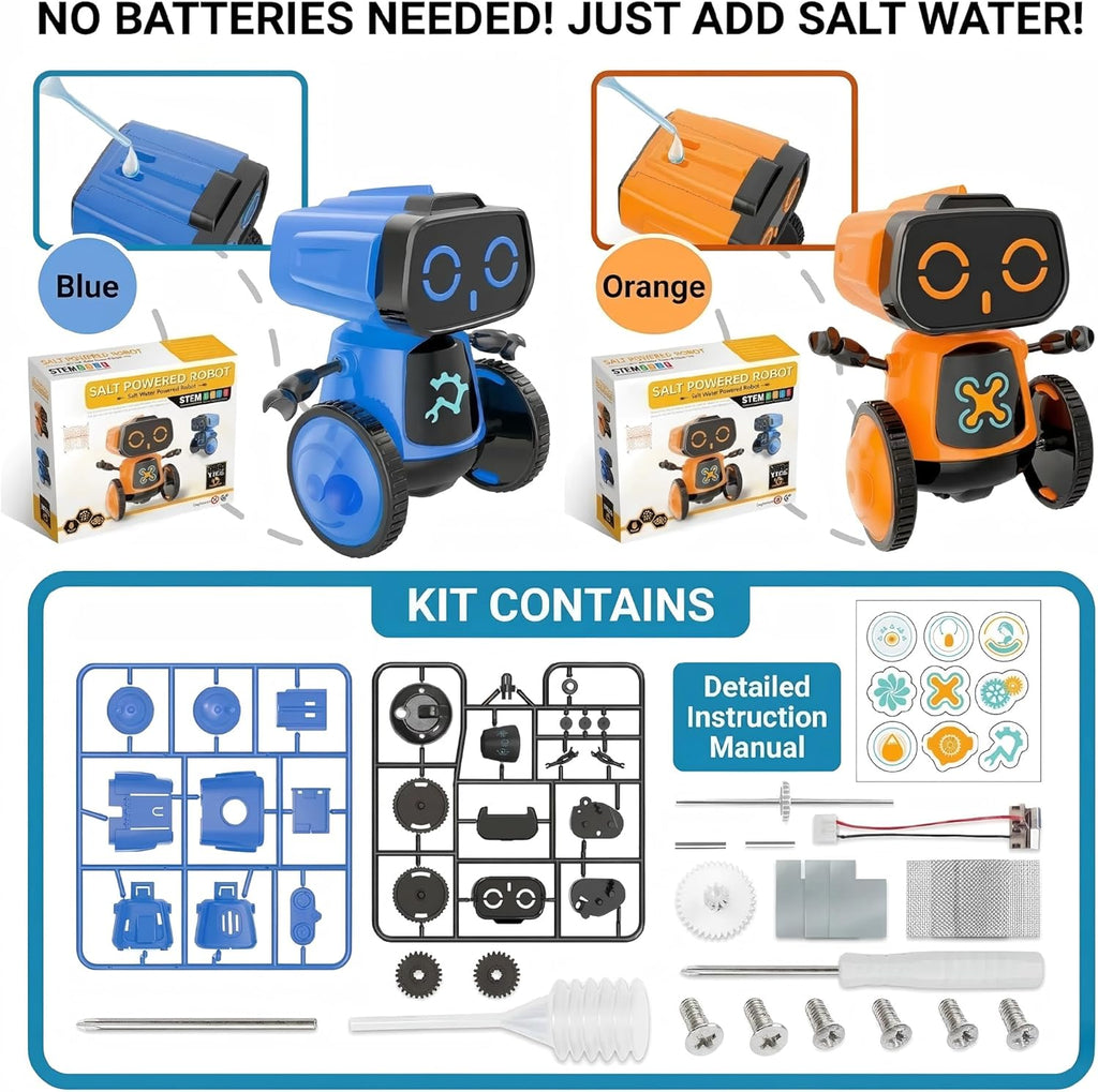 Science Saltwater Robot Kit - DIY STEM Educational Toy for Kids | No Batteries Required, Blue
