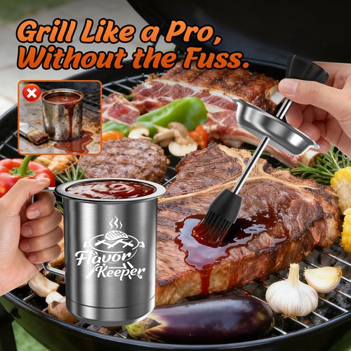 Dusor Gifts for Him Men Women BBQ Sauce Pot and Basting Brush Set, Father' s Day Gifts from Daughter Son Kitchen Gadgets, Grilling Gift for Men, Cooking Grilling Accessories Gift for Dad Husband