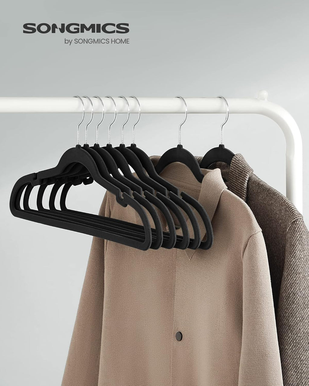 SONGMICS Velvet Hangers - 60 Pack Non-Slip Clothes Hangers with 360° Swivel Hook - Ink Black