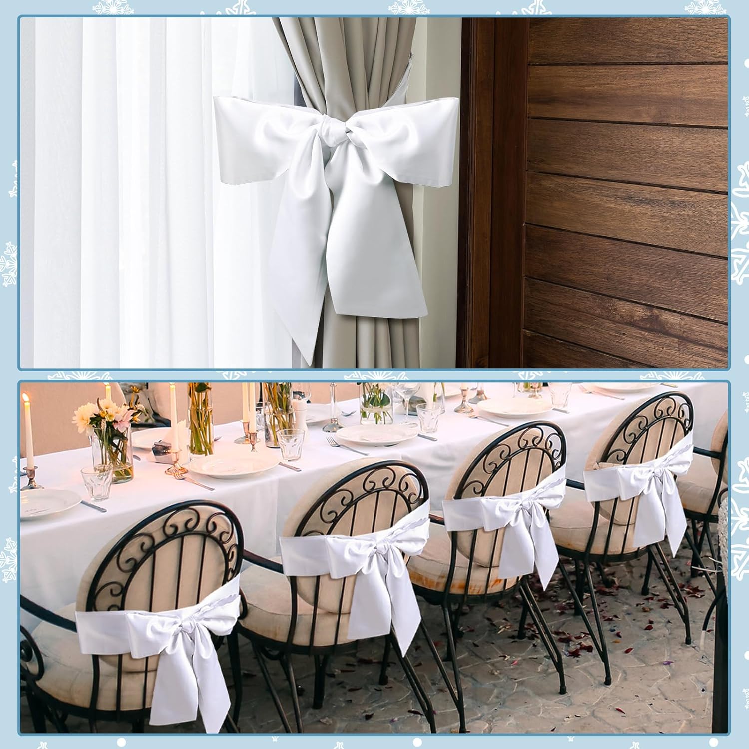 VitalCozy 16 Pcs Wreath Sash - Blank Embroidery Accessories for Indoor/Outdoor Decor | White (4.49" X 56.30")