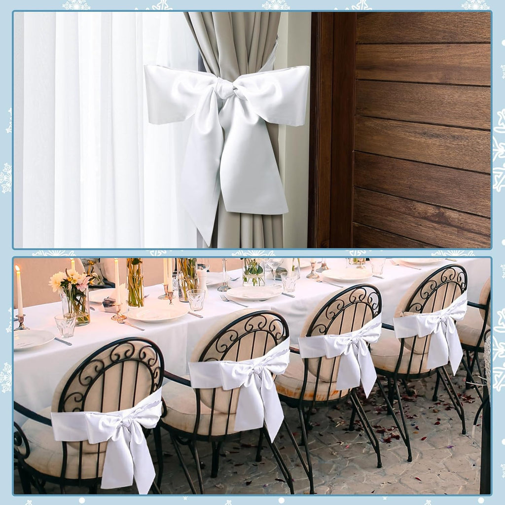 VitalCozy Wreath Sash Set - 8 Pcs Blank Embroidery Accessories for Indoor/Outdoor Decor | White (4.49" X 56.30")