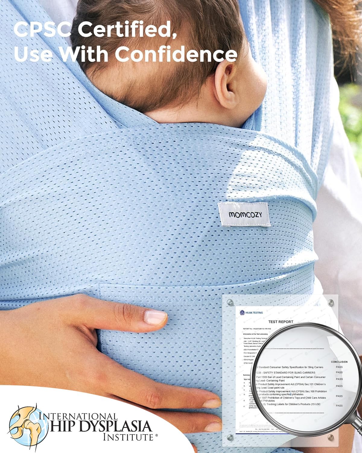 Momcozy Baby Carrier AirMesh - Lightweight Cooling Sling for Newborns to Toddlers 8-35 lbs | Ideal for Summer, Pool, Beach - Light Blue