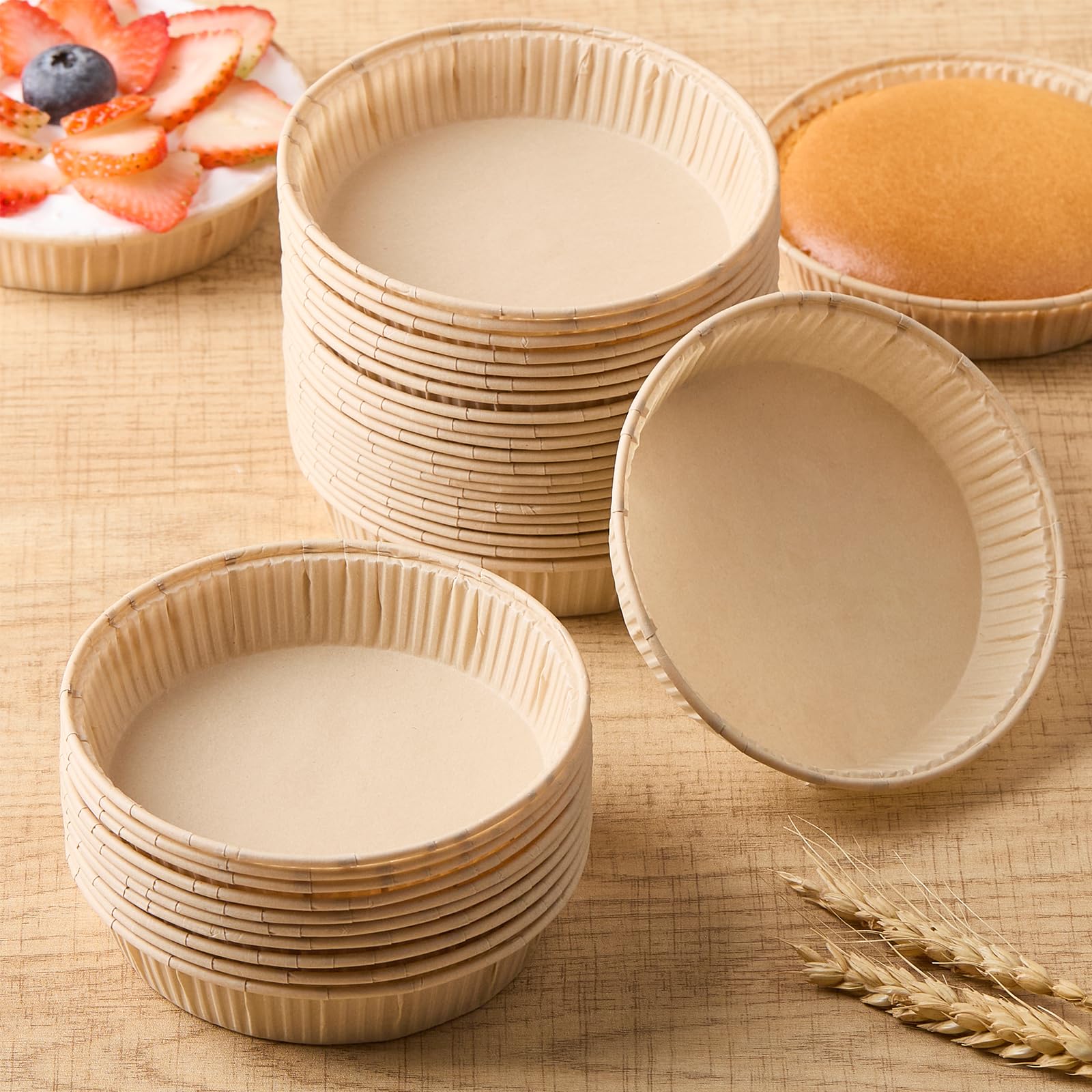 ZORRITA 50 Pcs Mini Tart Pans for Baking, 4 Inch Disposable Paper Pie Pans for Individual Small Pies, Tarts, Quiche, Cakes, Breakfast Sandwiches, Desserts, Cinnamon Rolls
