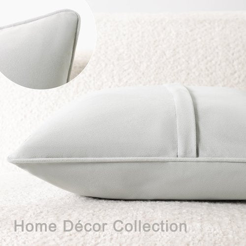 Ailuteie Throw Pillow Covers 18x18 Set of 2 – Solid Decorative Pillow Cases for Couch, Sofa, Bed – Square Cushion Covers with Piping (No Insert) Light Gray