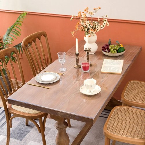 Whirltique Clear Table Cover Protector, 40 x 84 Inch Table Protector for Dining Room Table, 1.5mm Thick Clear Plastic Table Cover, Table Pad Mat for Kitchen, Writing Desk Pad for Desktop