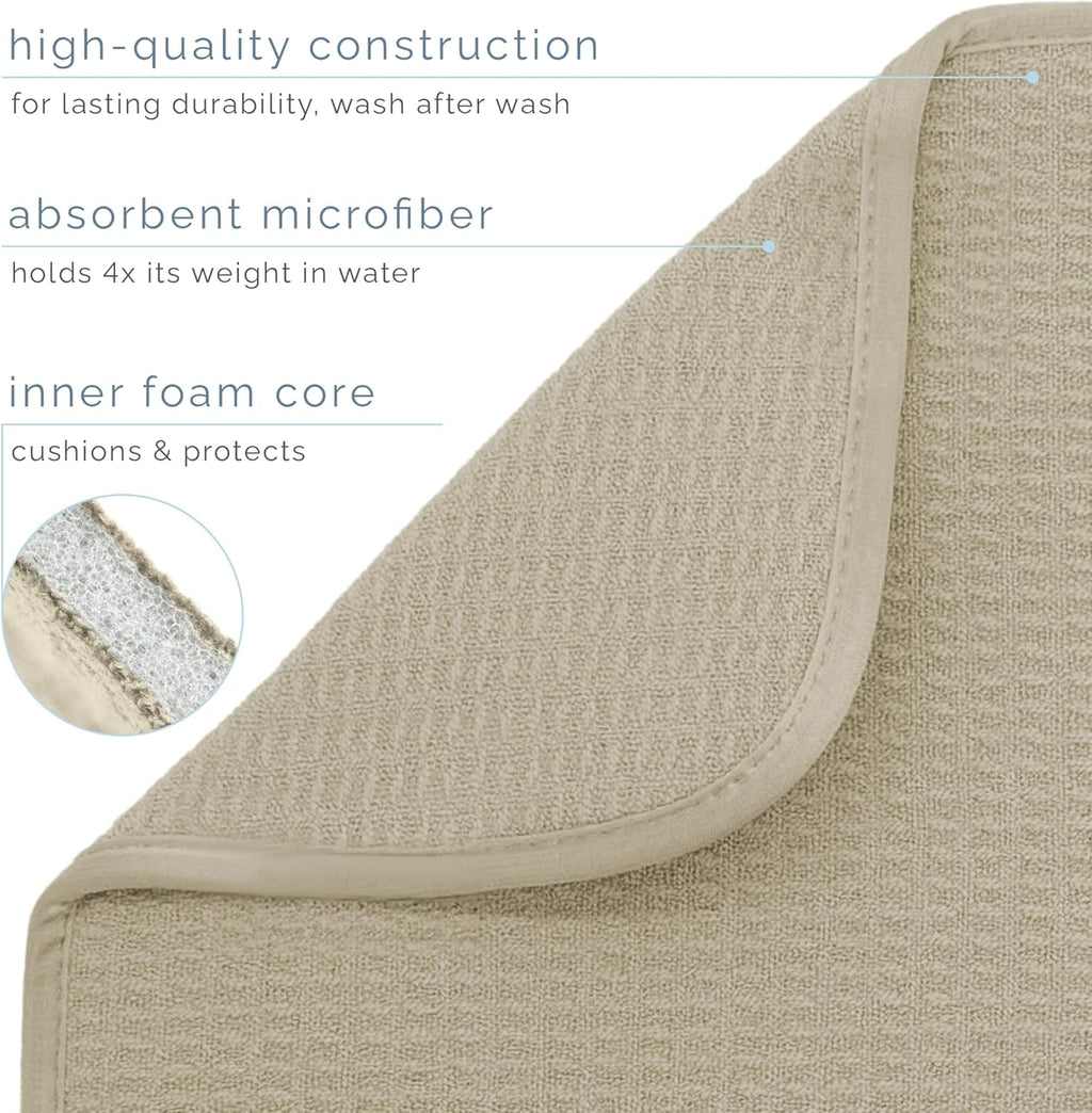 S&T INC. Dish Drying Mat - Absorbent Microfiber Kitchen Counter Pad, 16” x 18”, Large, Pure Cashmere