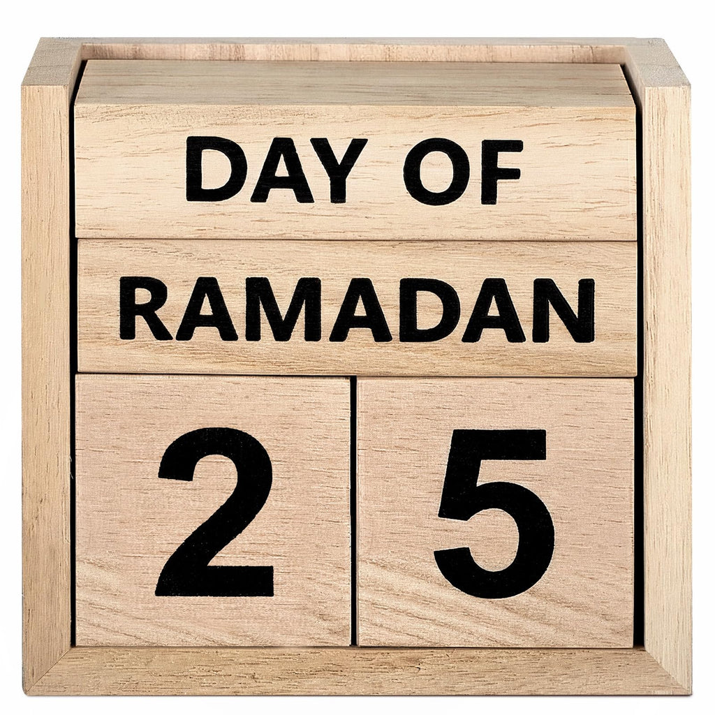 Tinlade Ramadan Countdown Calendar 2026 Wooden Ramadans Decorations for Home Wood Perpetual Block Calendar Ramadan Gift for Kid Farmhouse Eid Mubarak Ramadans Advent Calendars for Desk Table(Beige)