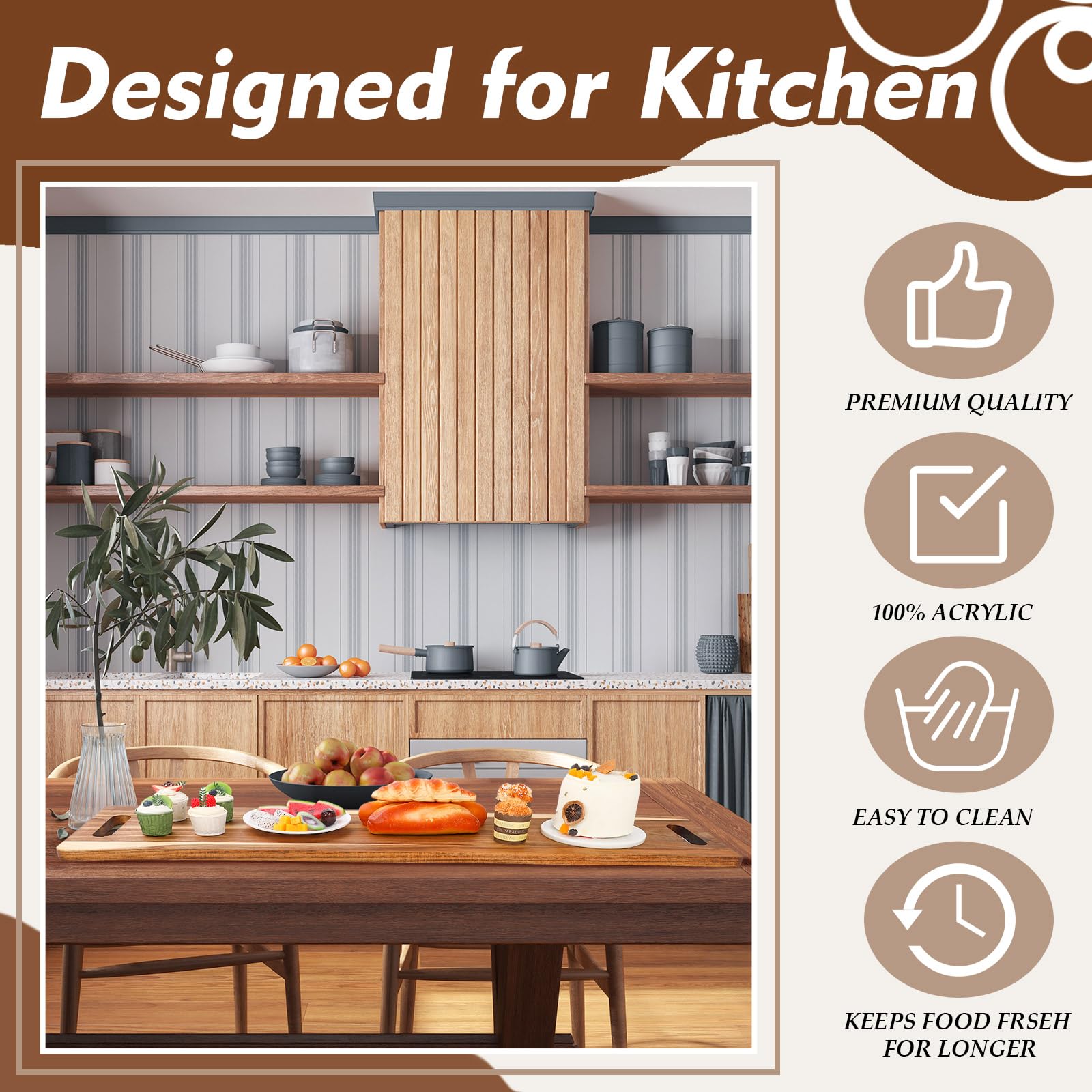 Baderke Large Charcuterie Board with Handles 48 x 12 Inch Rectangular Wood Serving Board Acacia Serving Tray Long Cheese Platter for Meat Food Party Appetizers Fruits Display Kitchen Outdoor Use