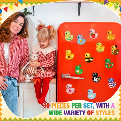 Liliaafar 30 Pcs Diamond Painting Magnets Set Diamond Art Magnets for Fridge Refrigerator Magnetic Stickers for DIY Crafts 5d Rhinestones Gem Art Painting Kits for Adults Beginners(Cute Duck)