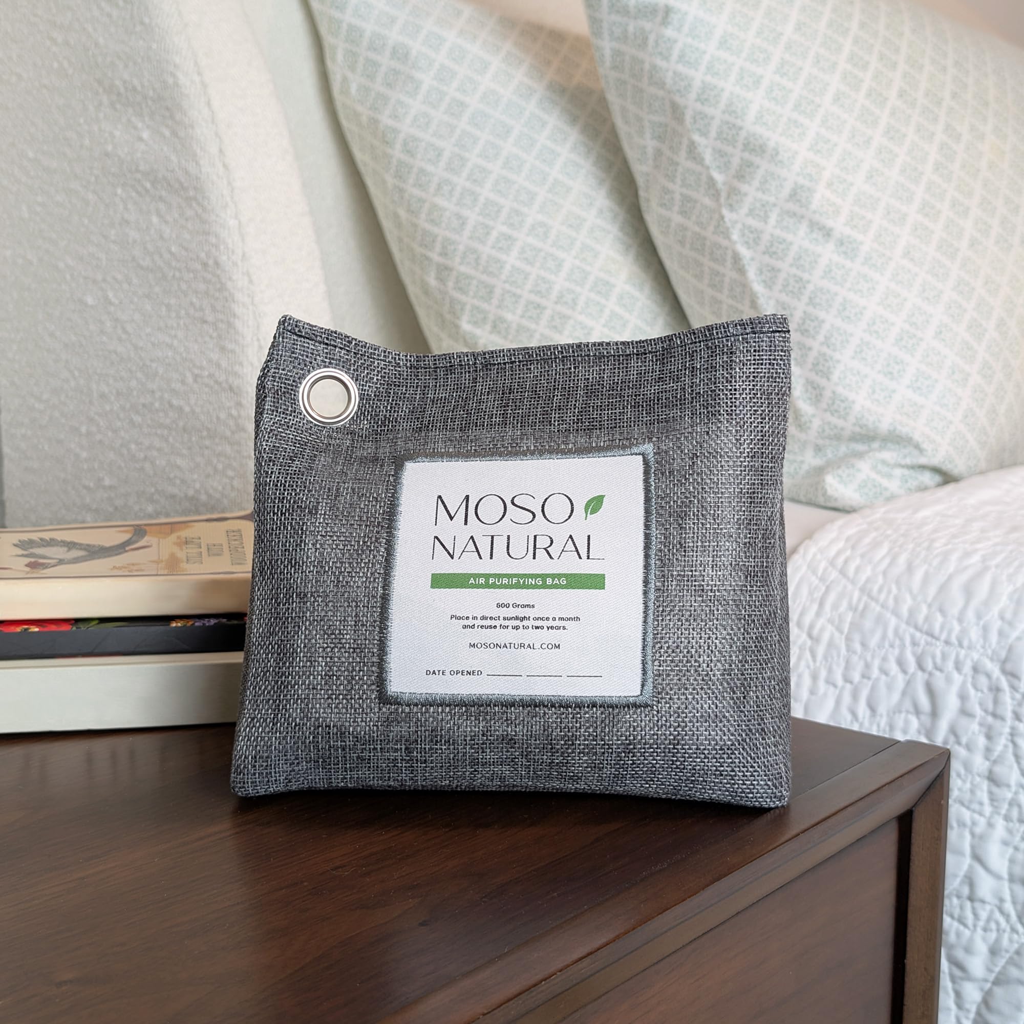 Moso Natural Air Purifying Bag 600g, Premium Bamboo Charcoal Odor Absorber, Room Deodorizer for Large Spaces, Bedroom, Kitchen, Basement, Pet Odor Eliminator for Home, 21oz Charcoal Bags