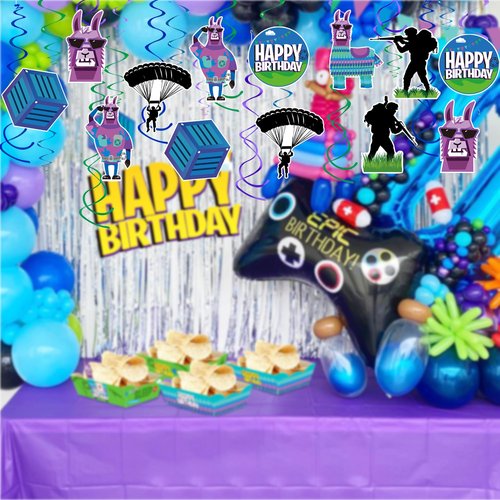 Video Game Hanging Swirls 41Pcs Llama Themed Birthday Party Decoration for Video Game Party Supplies Llama Theme Birthday Decor Favor