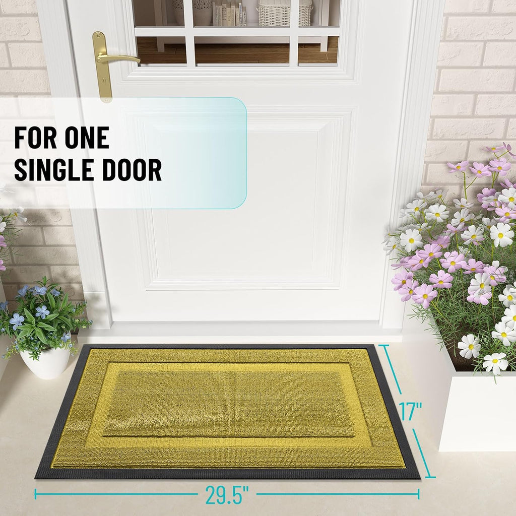 OLANLY Waterproof Front Door Mat - All-Season Indoor/Outdoor Doormat | Sturdy Natural Rubber, 29.5x17, Lime Green