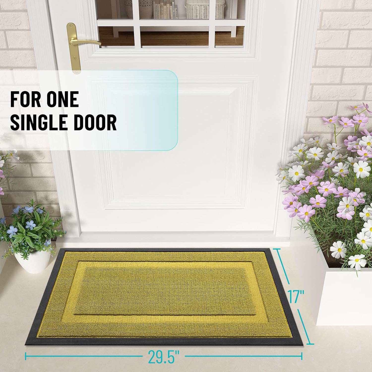 OLANLY Waterproof Front Door Mat - All-Season Indoor/Outdoor Doormat | Sturdy Natural Rubber, 29.5x17, Lime Green