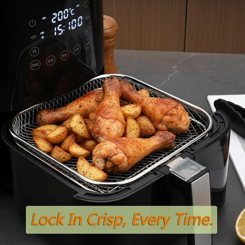 Cosori Dual-Layer Air Fryer Rack Set - 304 Stainless Steel Mesh Baskets for Enhanced Cooking | Square Accessories